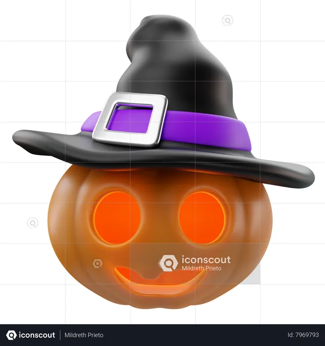 Citrouille avec chapeau  3D Icon