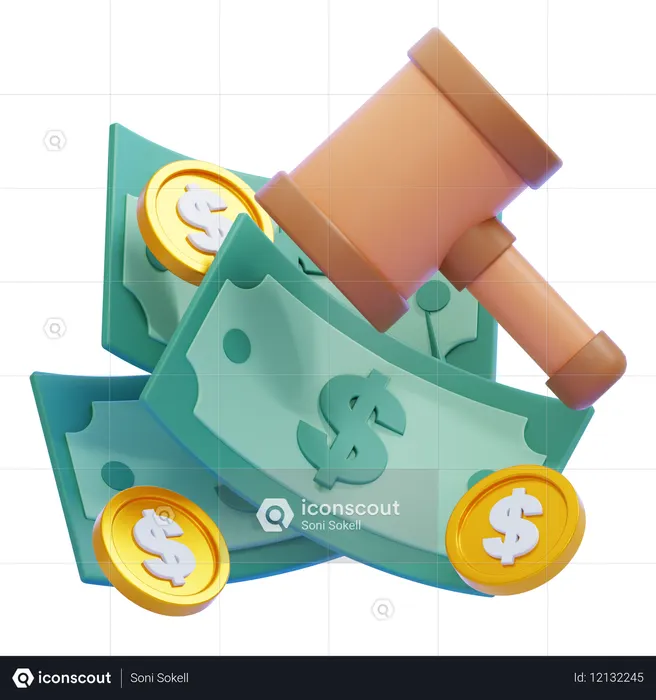 Civil Court Money Judgment  3D Icon