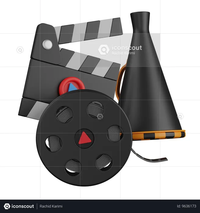 Clapper Board And Film Roll  3D Icon