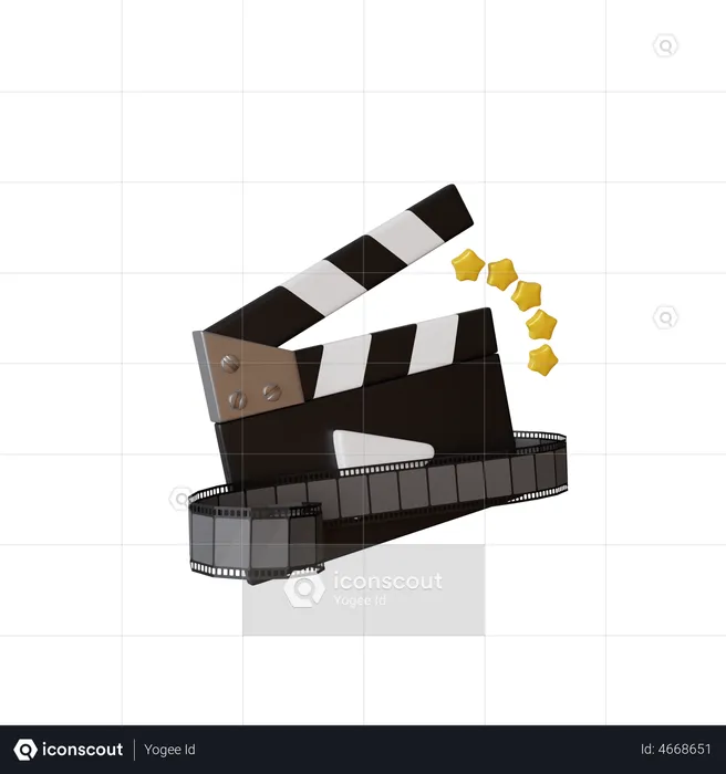 Clapper Board And Film Strip  3D Illustration