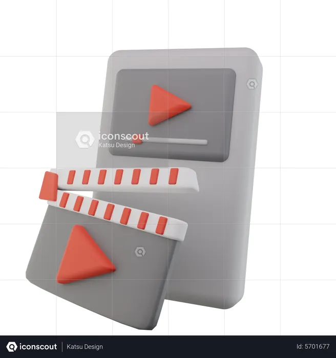 Clapper Board And Movie Player  3D Icon