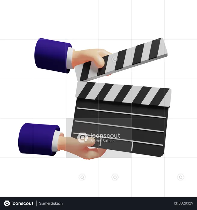 Clapperboard holding gesture  3D Illustration