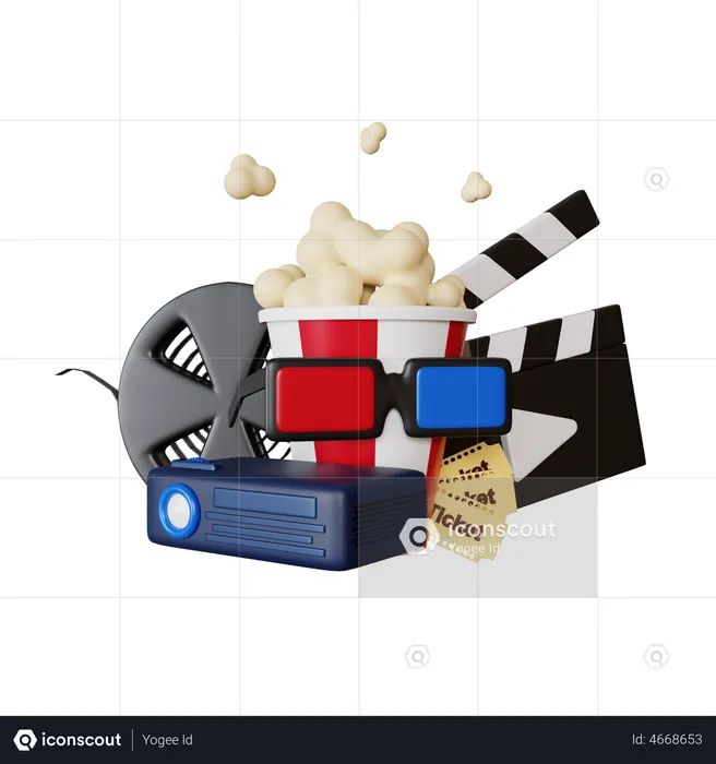 Clapperboard With Film Strip  3D Illustration