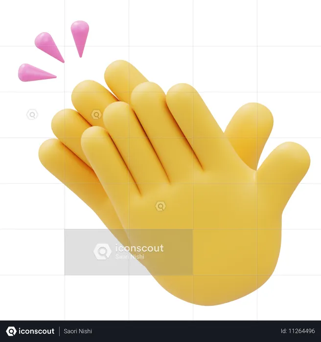 Clapping Hands With Reaction Hand Gesture Emoji 3D Icon