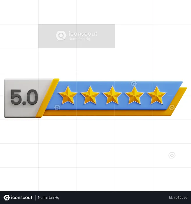 Classificação de cinco de cinco estrelas  3D Icon