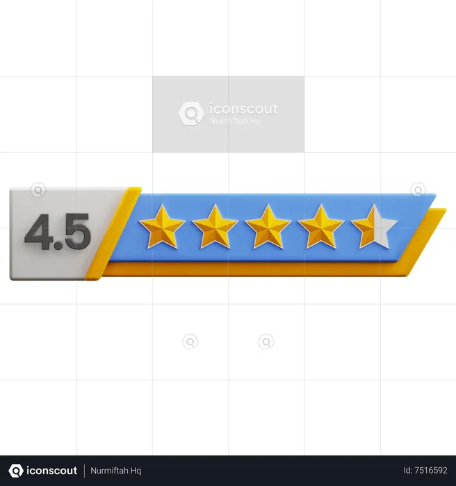 Classificação de quatro vírgula cinco estrelas  3D Icon