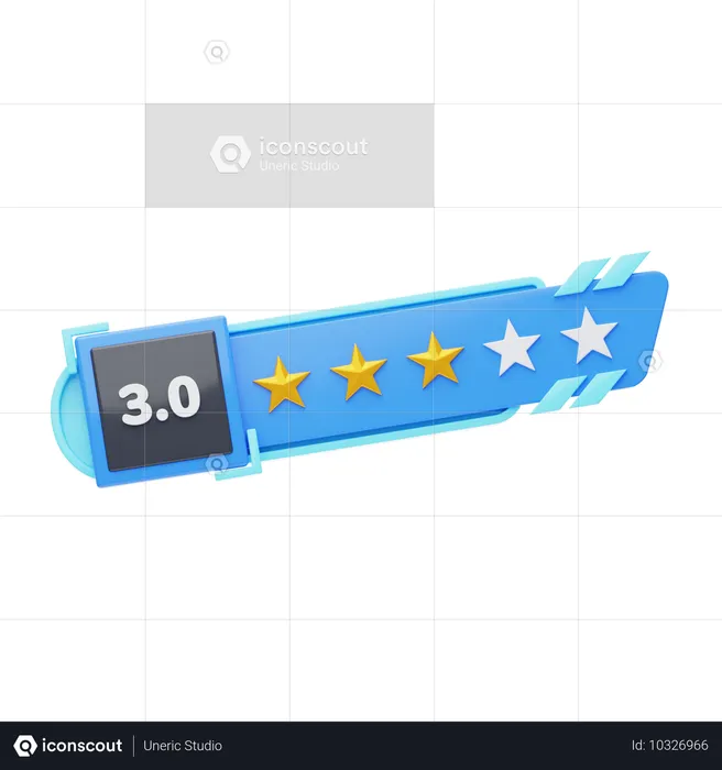 Classificação de três de cinco estrelas  3D Icon