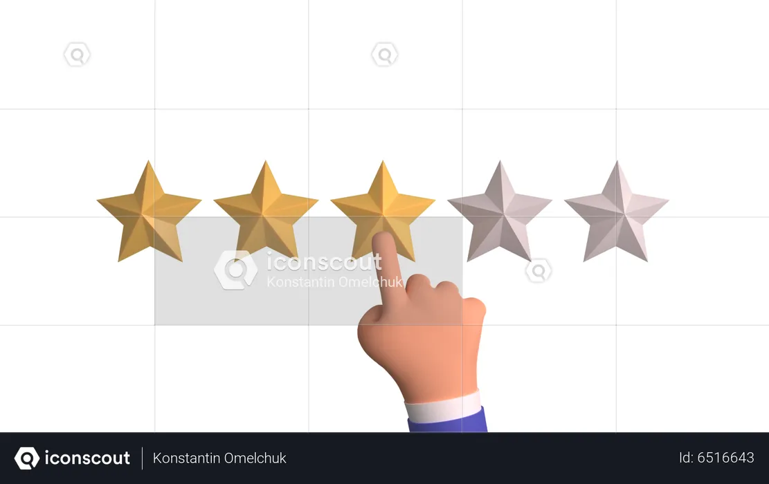 Classificação de três estrelas  3D Illustration