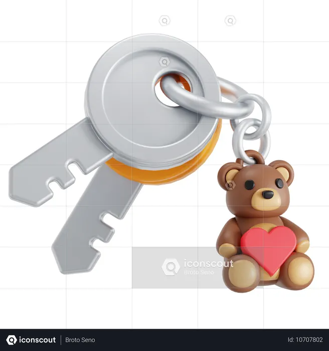 Clé avec porte-clés  3D Icon
