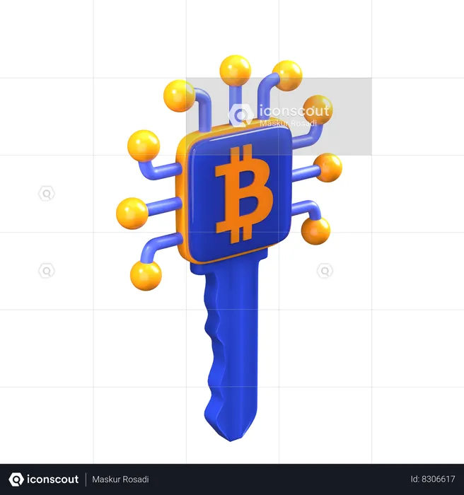 Clé numérique bitcoin  3D Icon