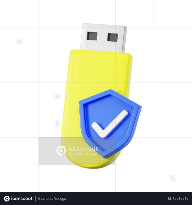 Sécurité de la clé USB  3D Icon