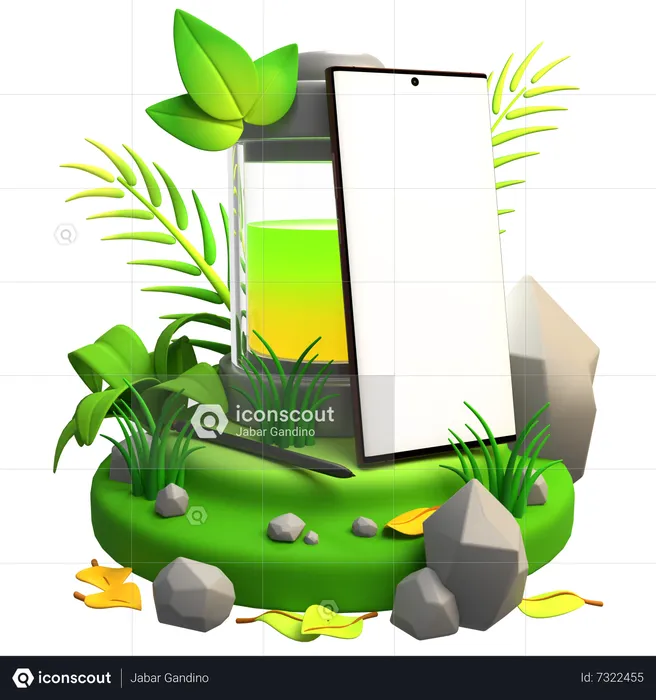 Clean Energy Mobile Mockup  3D Illustration