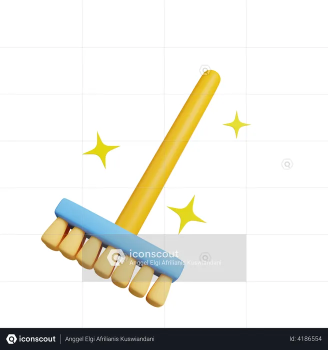 Cleaning broom  3D Illustration