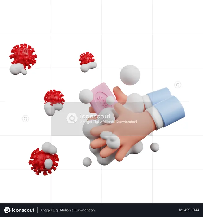 Cleaning Hand With Soap  3D Illustration