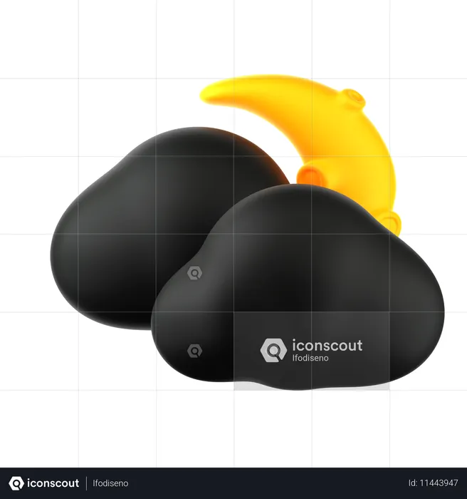 Clear night with a crescent moo  3D Icon