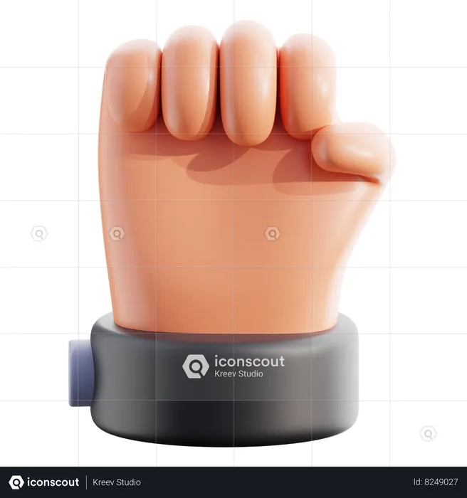 Clenched Fist Hand Gesture  3D Icon