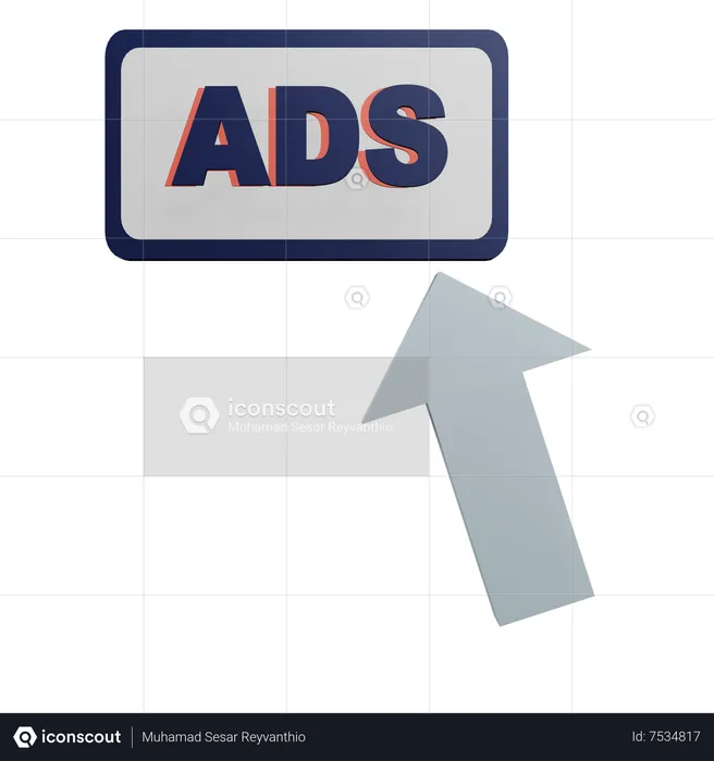 Click On Ads Arrow  3D Icon