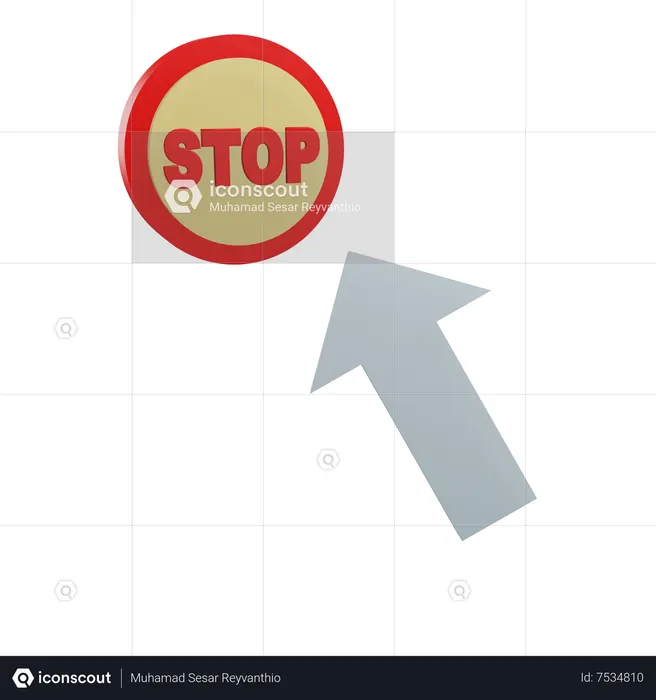 Click On Stop Button  3D Icon
