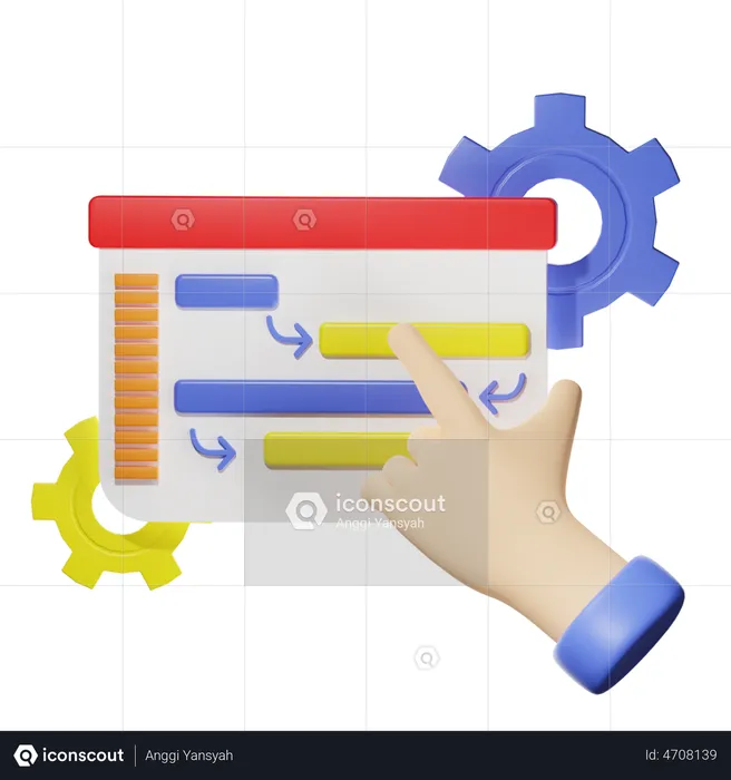 Click Workflow Process  3D Illustration