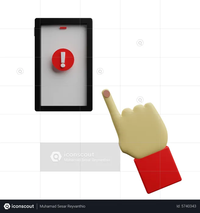 Clicking Mobile Warning  3D Icon