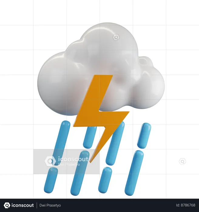 Clima nublado con lluvia  3D Icon