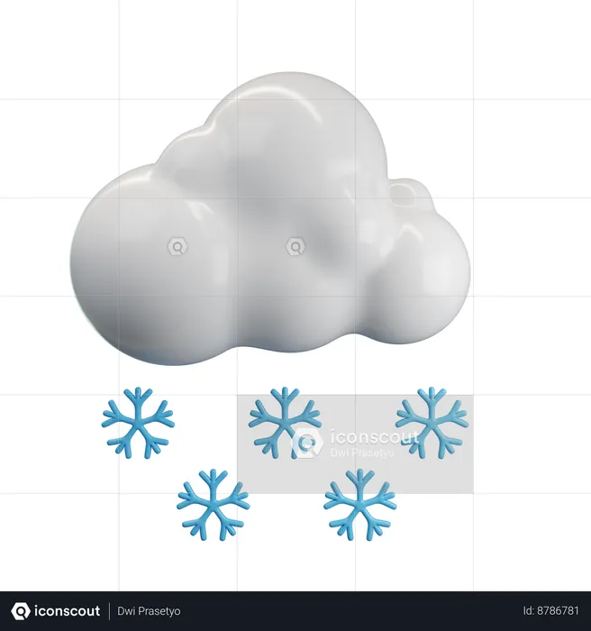 Clima nublado con nevadas  3D Icon