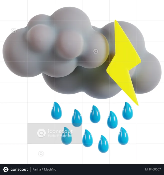 Clima tormentoso con gotas de lluvia  3D Icon