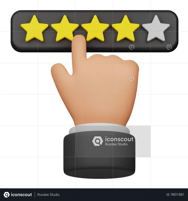 Clique em avaliação de 4 estrelas  3D Icon