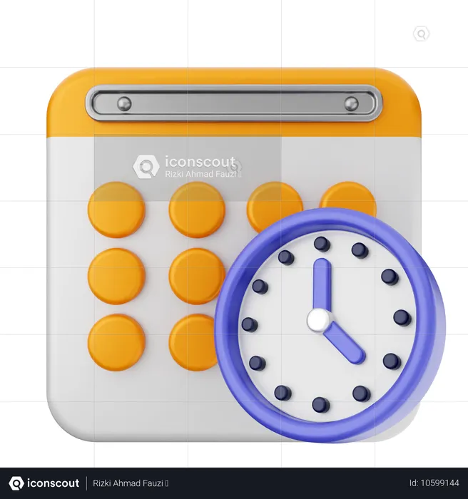 Clock Calendar  3D Icon