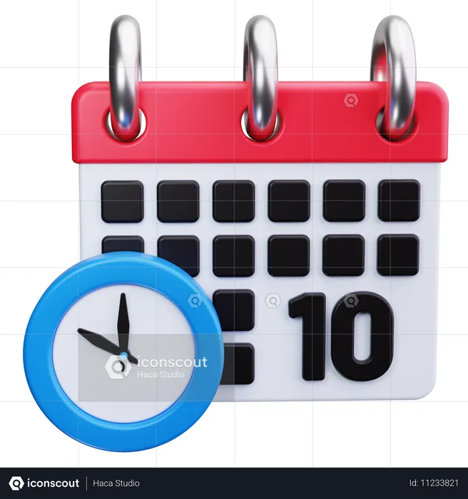 Clock With Date  3D Icon