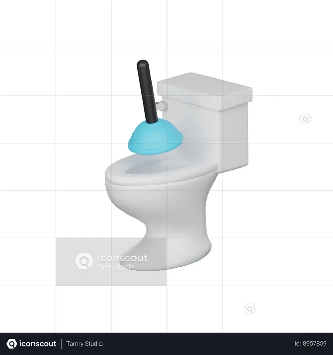 Clogged Toilet  3D Icon