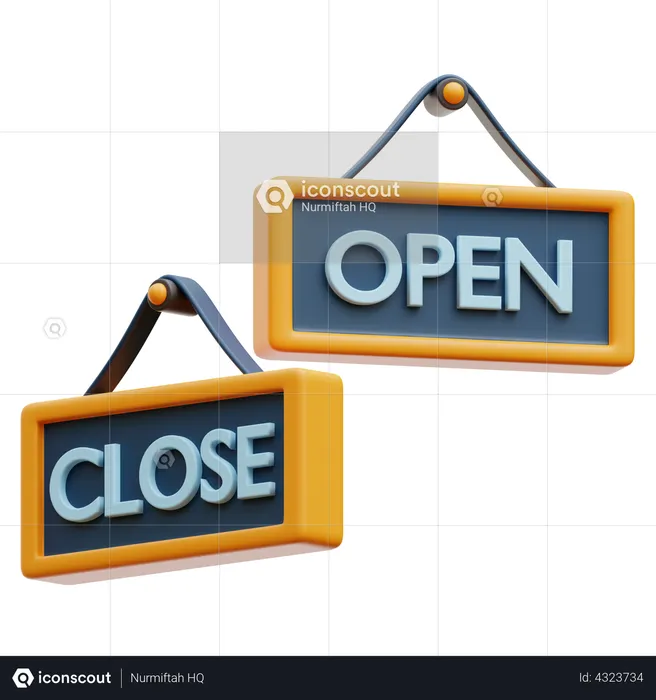 Close And Open Board  3D Illustration