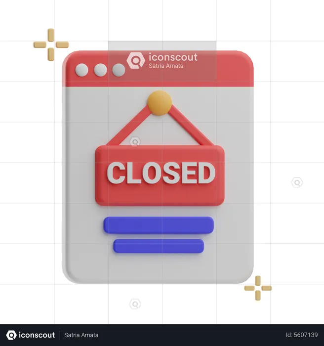 Closed Shopping Website  3D Icon