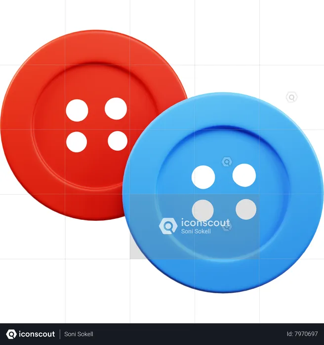 Cloth Buttons  3D Icon