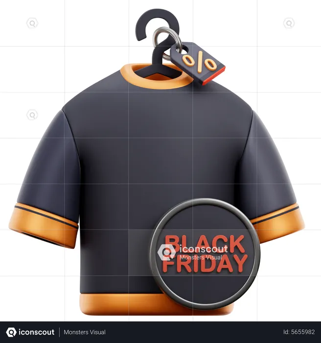 Clothes Discount Black Friday  3D Icon