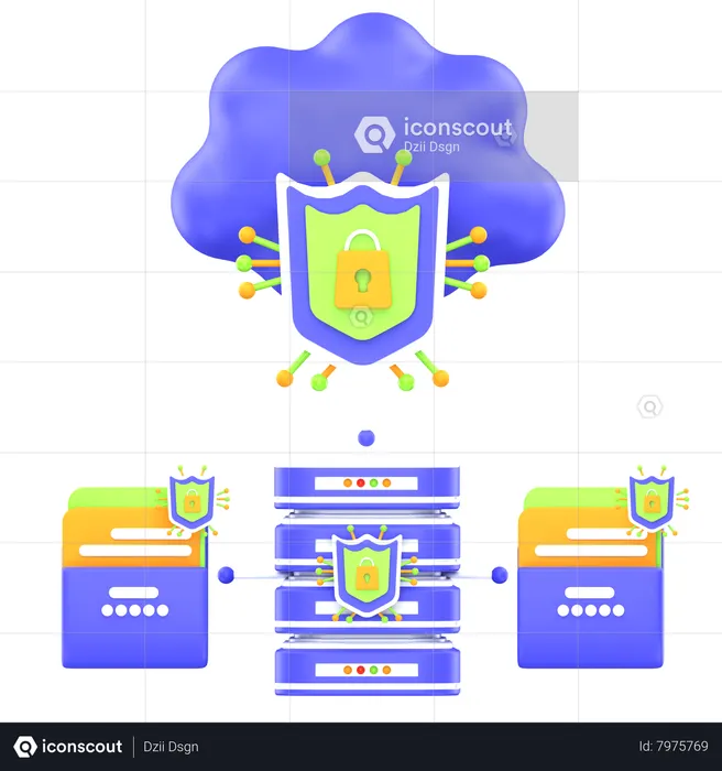Cloud Access Protected  3D Icon