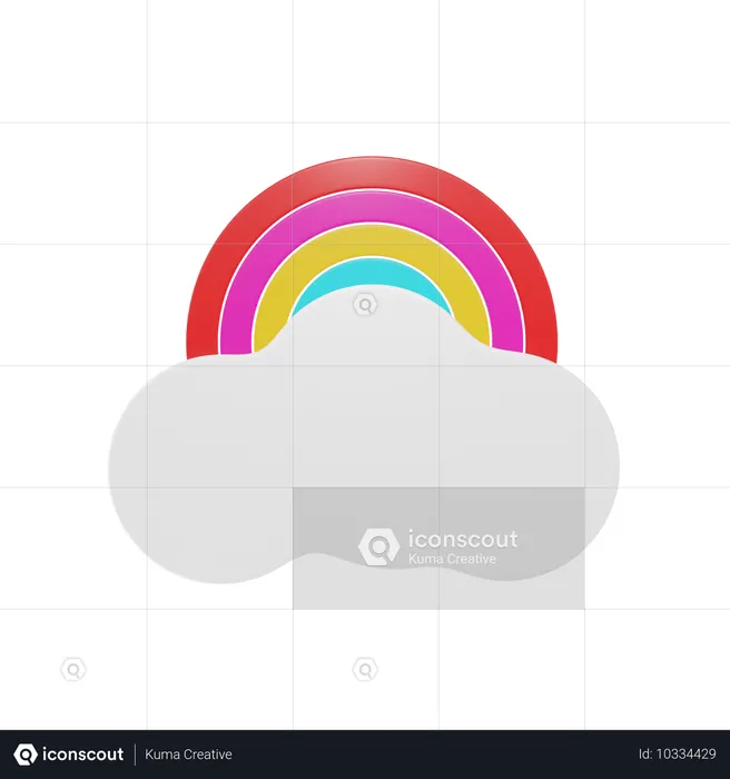 雲と虹  3D Icon