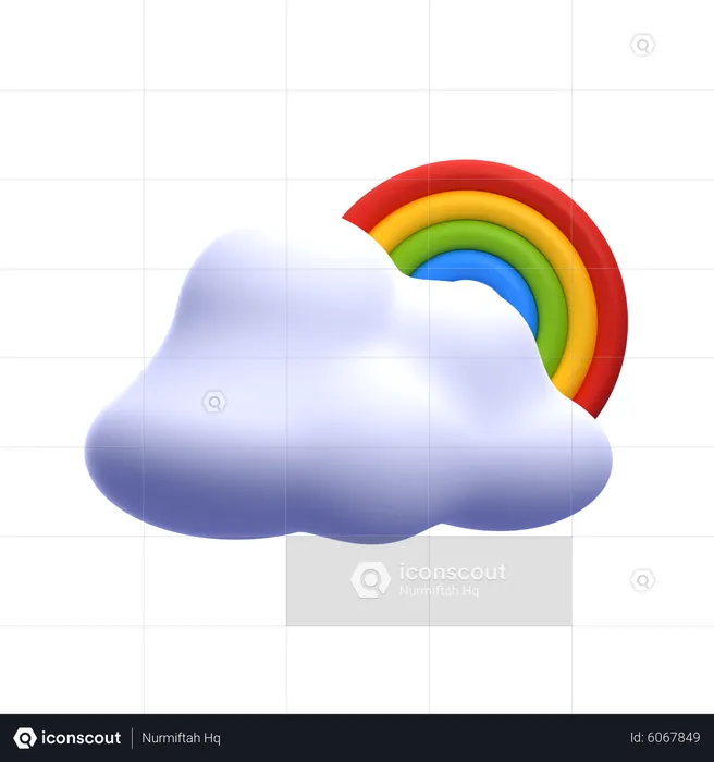 Cloud And Rainbow  3D Icon