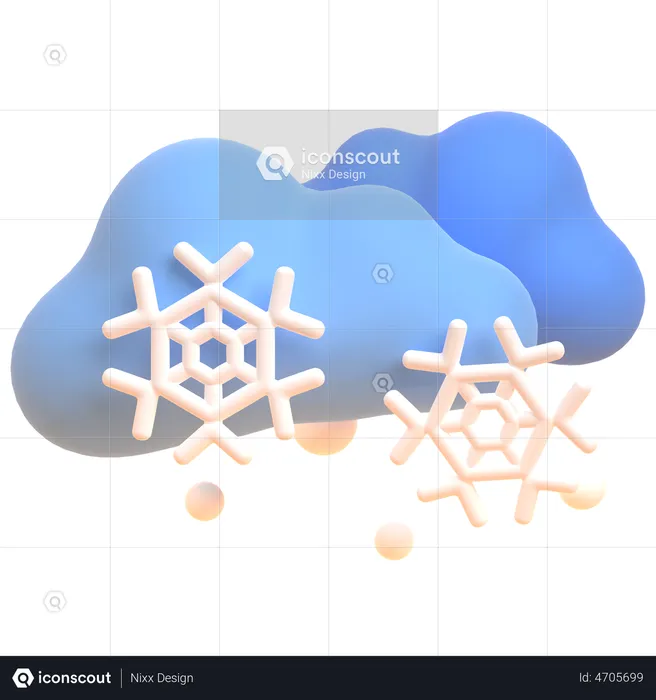 Cloud And Snowflakes  3D Illustration
