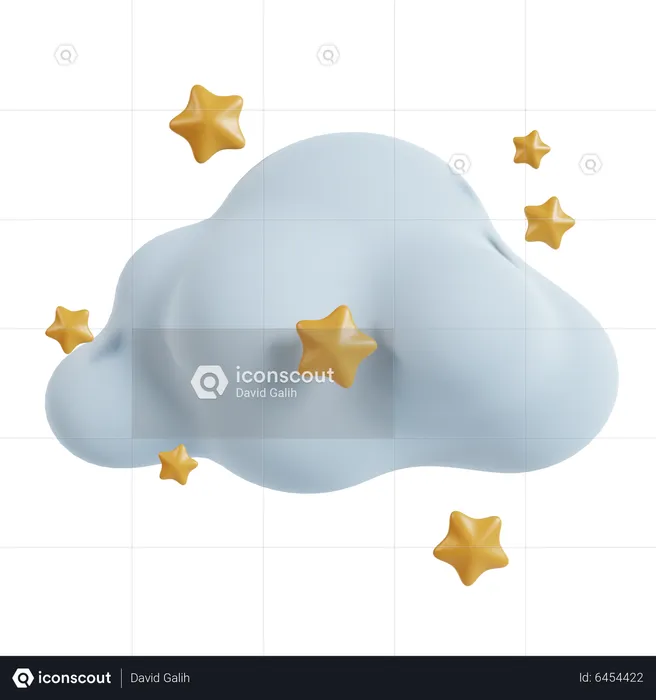 Cloud And Stars  3D Icon