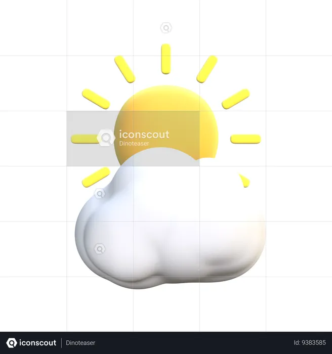 Cloud And Sun  3D Icon