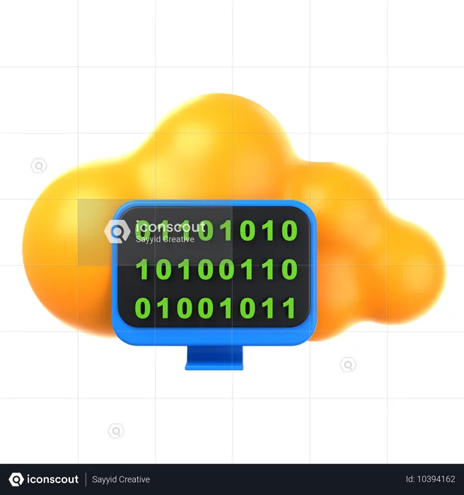 클라우드 바이너리 코드  3D Icon