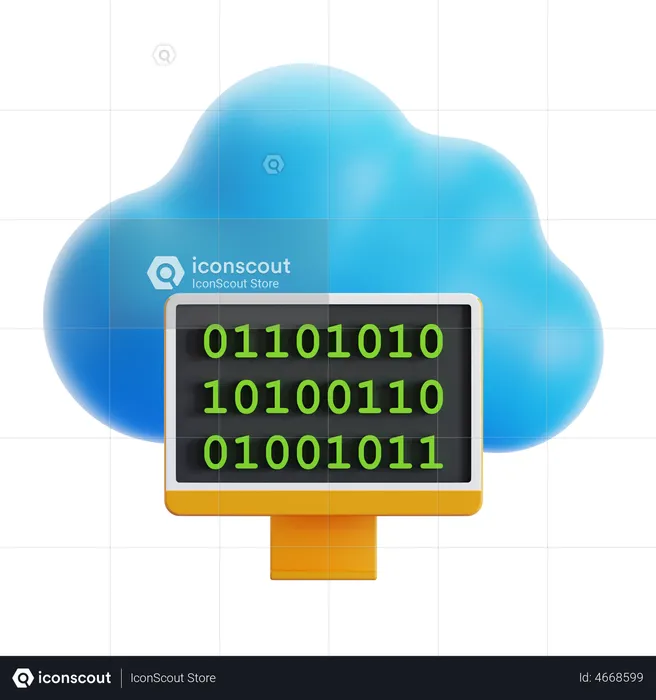 Cloud Binary Code  3D Icon