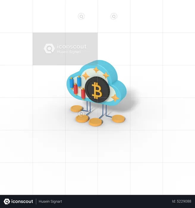 Cloud Bitcoin  3D Icon