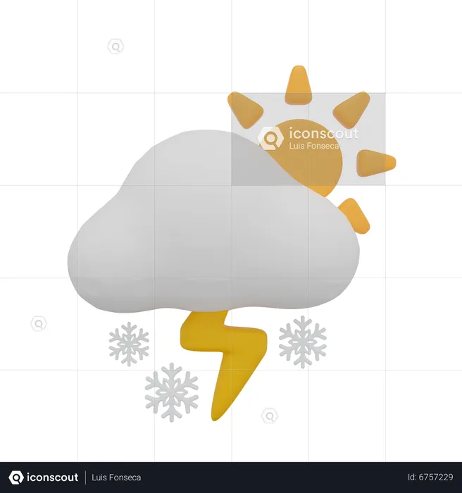 Cloud Blizzard Storm Thunder Day Sun Weather  3D Icon