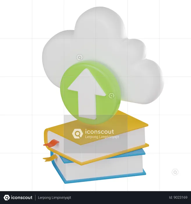 Cloud Book Upload  3D Icon
