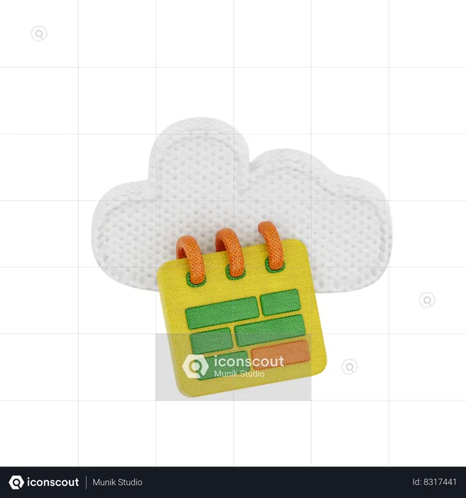 Cloud Calendar  3D Icon