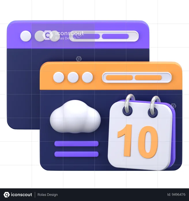 Cloud Calendar  3D Icon