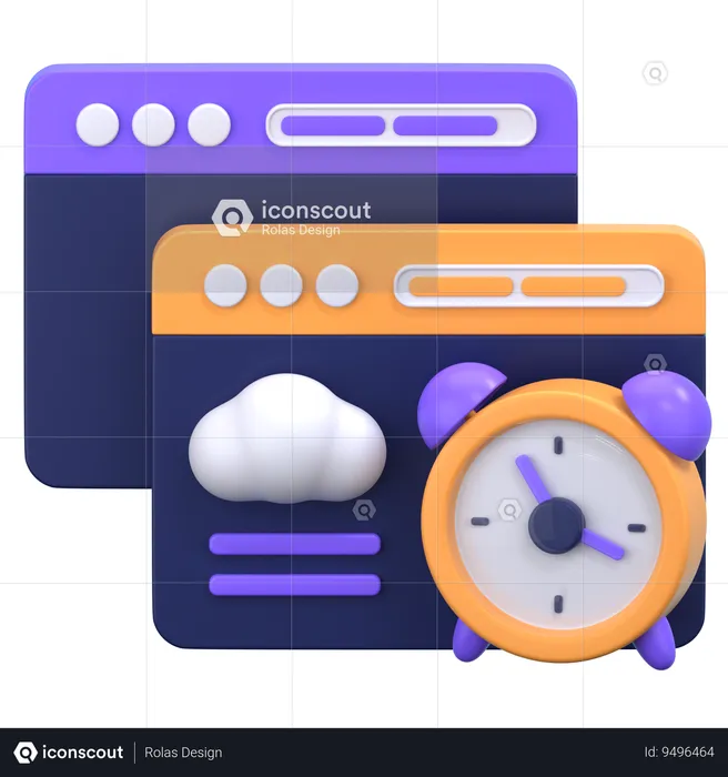 Cloud Clock  3D Icon