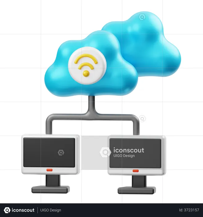 Cloud-Computer-Netzwerk  3D Illustration